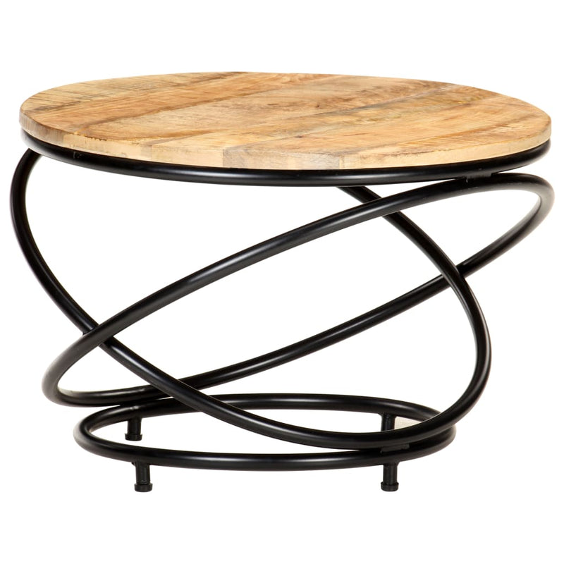 Coffee Table Black 23.6"x23.6"x15.7" Solid Rough Mango Wood