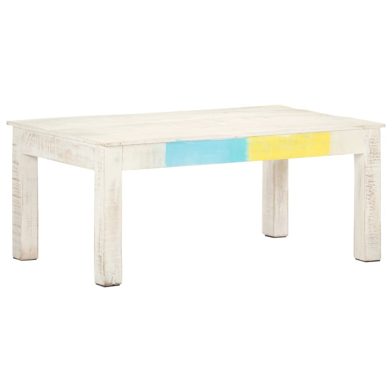 Coffee Table White 43.3"x23.6"x17.7" Solid Mango Wood
