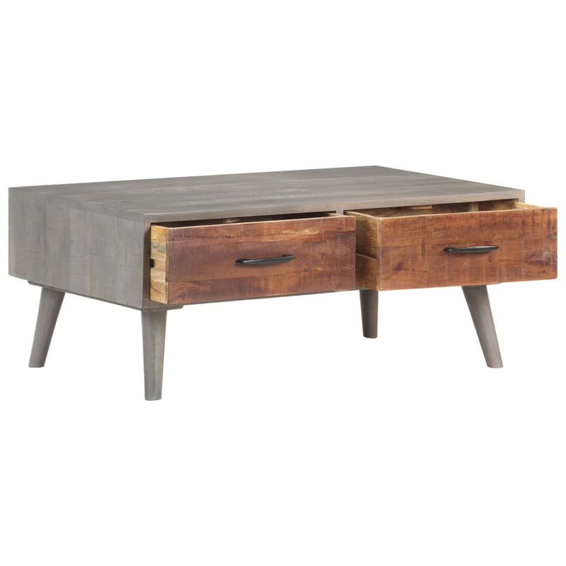 Coffee Table Gray 39.4"x23.6"x15.7" Solid Rough Mango Wood