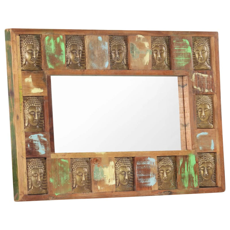Mirror with Buddha Cladding 31.5"x19.7" Solid Reclaimed Wood