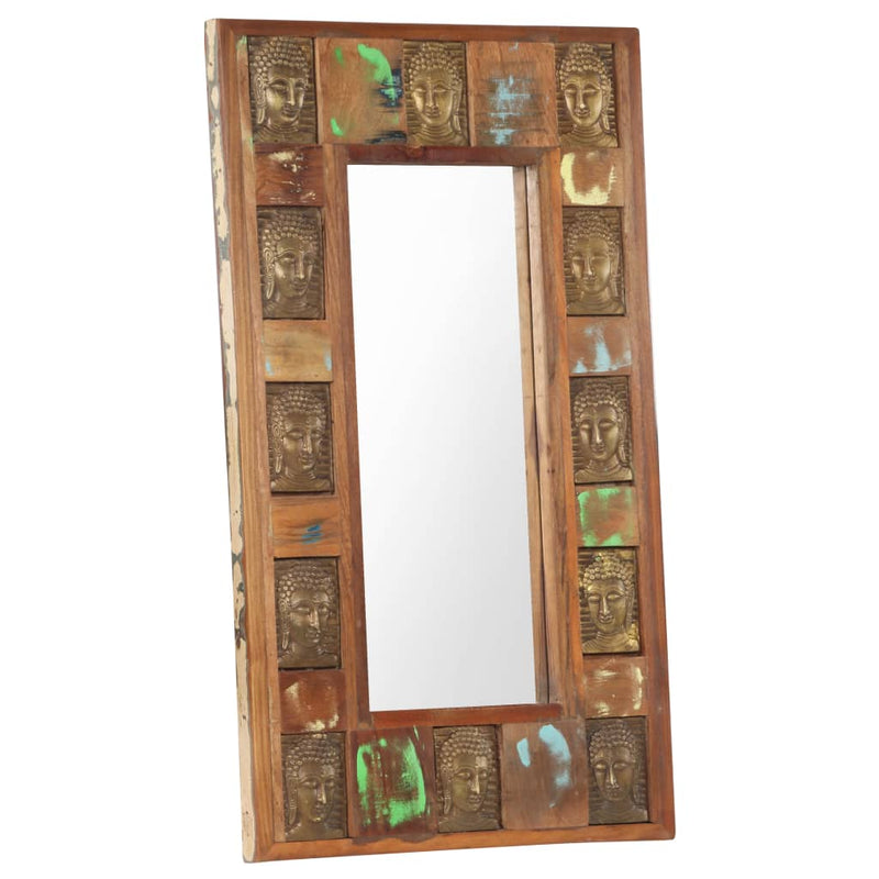 Mirror with Buddha Cladding 19.7"x31.5" Solid Reclaimed Wood
