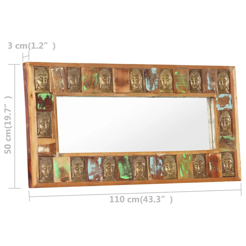 Mirror with Buddha Cladding 43.3"x19.7" Solid Reclaimed Wood