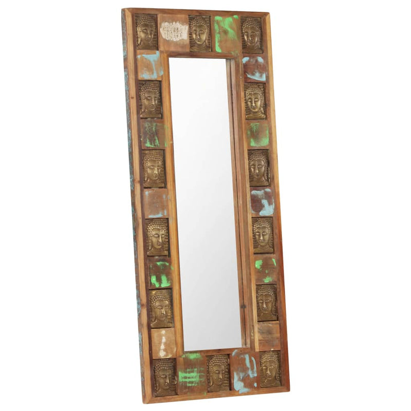 Mirror with Buddha Cladding 19.7"x43.3" Solid Reclaimed Wood