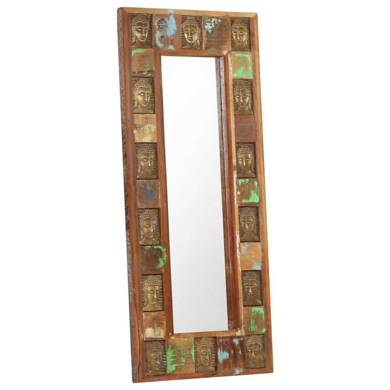 Mirror with Buddha Cladding 19.7"x43.3" Solid Reclaimed Wood