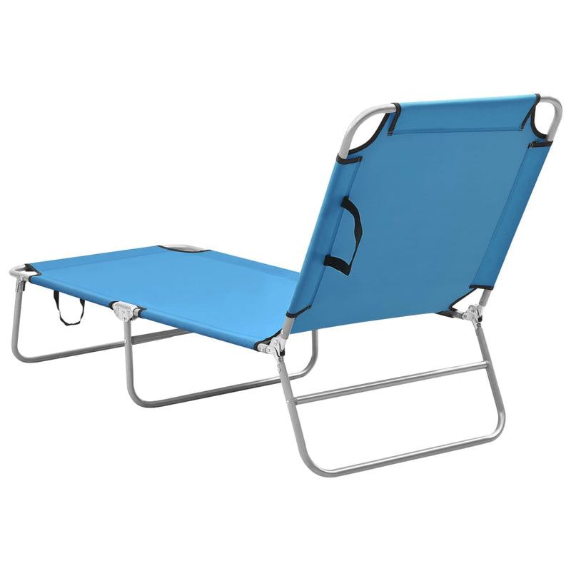 Folding Sun Lounger Steel and Fabric Turquoise Blue