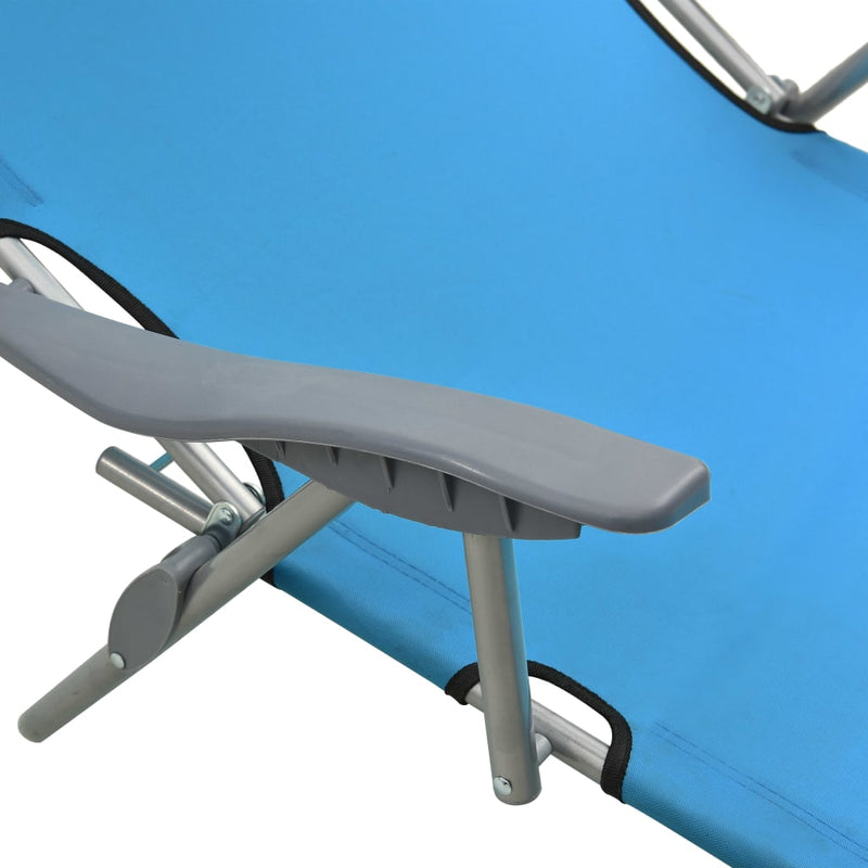 Sun Lounger with Canopy Steel Blue