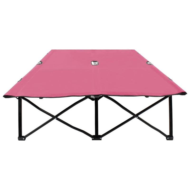 Two Person Folding Sun Lounger Pink Steel