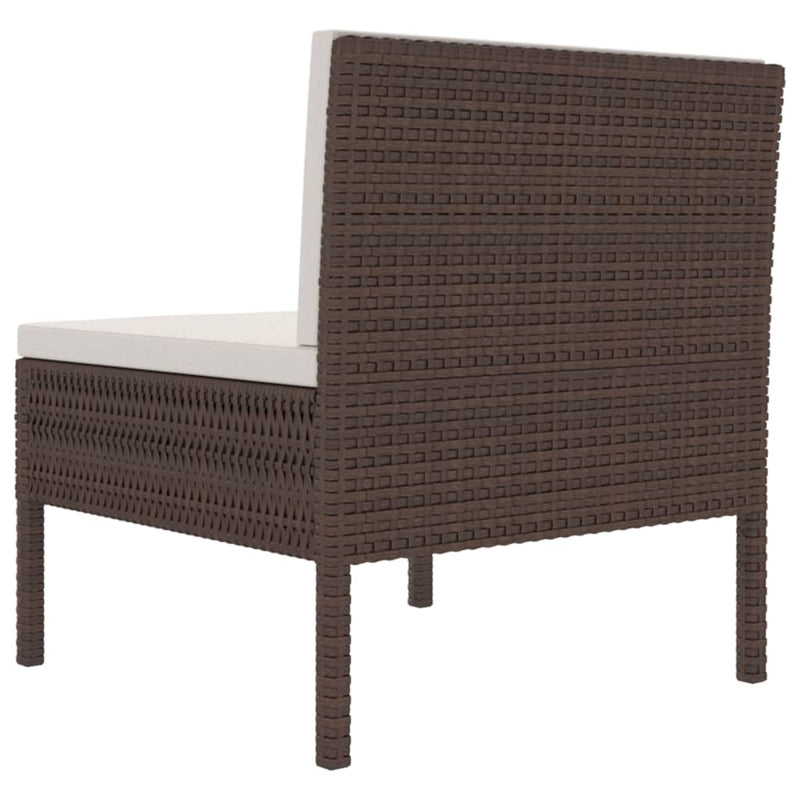 Patio Chairs 3 pcs with Cushions Poly Rattan Brown
