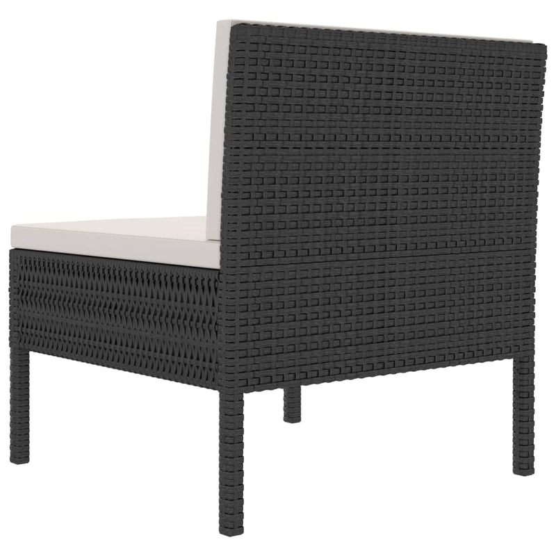 Patio Chairs 3 pcs with Cushions Poly Rattan Black
