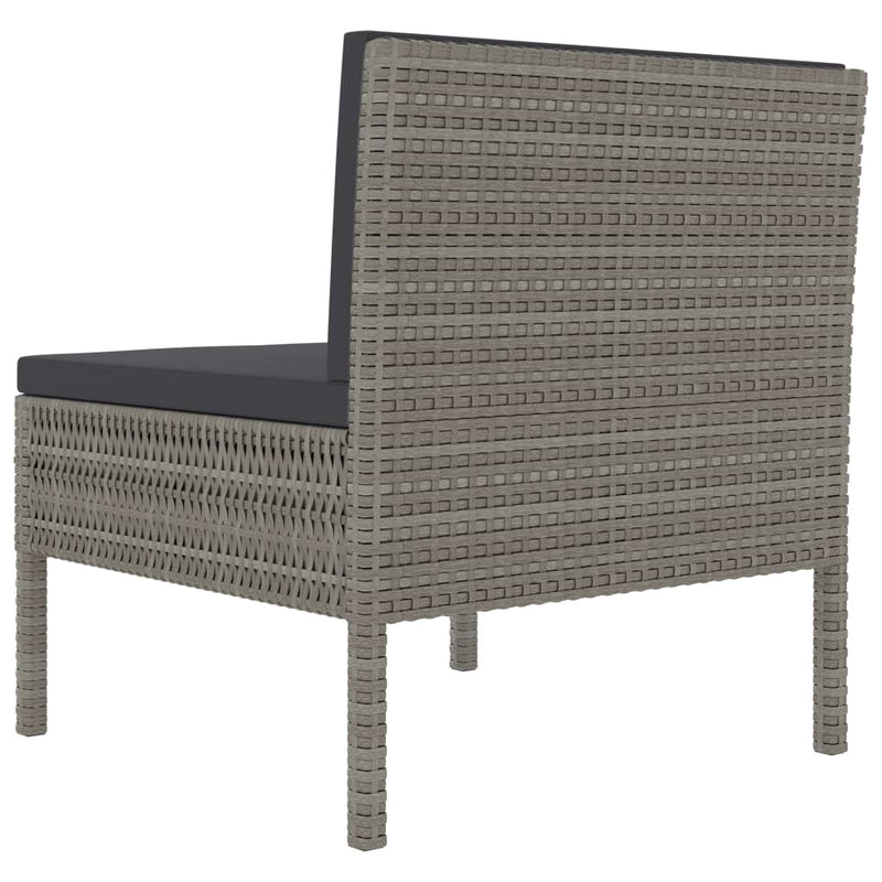 Patio Chairs 3 pcs with Cushions Poly Rattan Gray