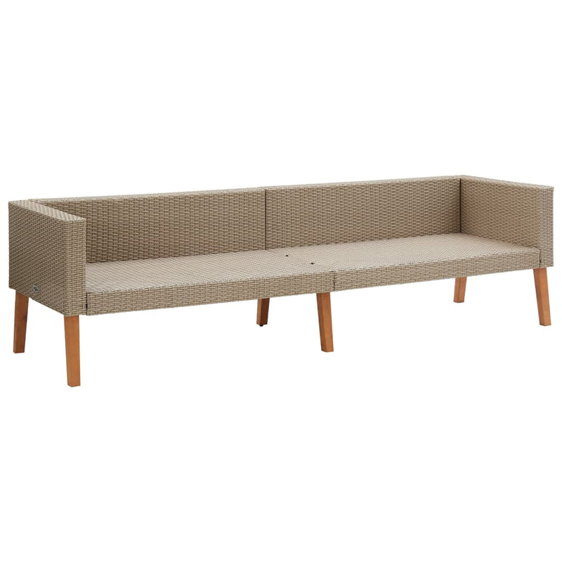 3-Seater Patio Sofa with Cushions Poly Rattan Beige