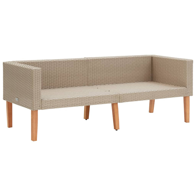 2-Seater Patio Sofa with Cushions Poly Rattan Beige