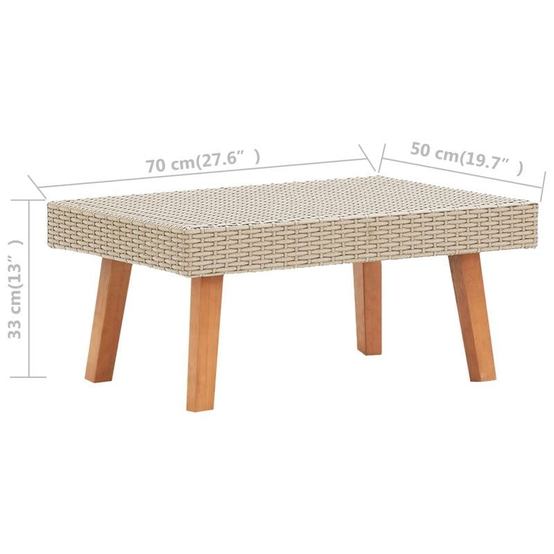 Patio Coffee Table Poly Rattan Beige