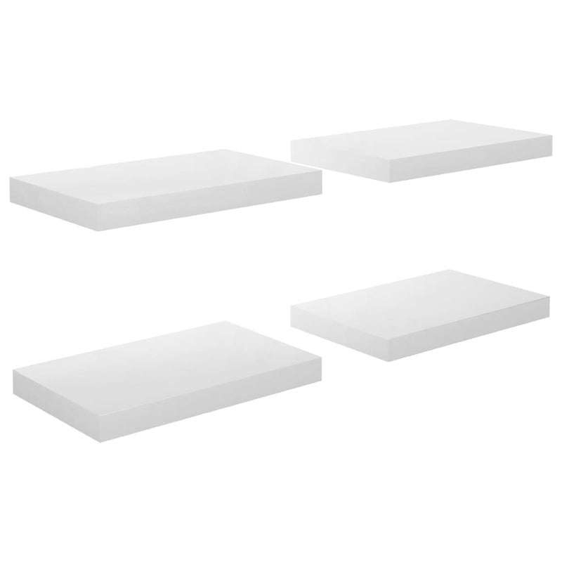 Floating Wall Shelves 4 pcs High Gloss White 15.7"x9.1"x1.5" MDF