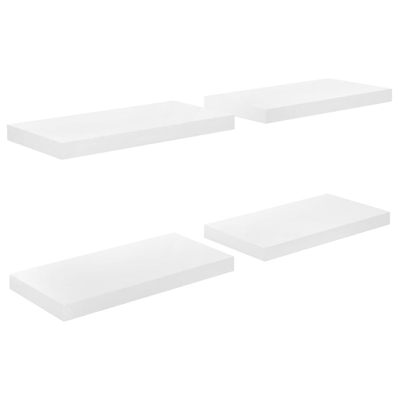 Floating Wall Shelves 4 pcs High Gloss White 19.7"x9.1"x1.5" MDF