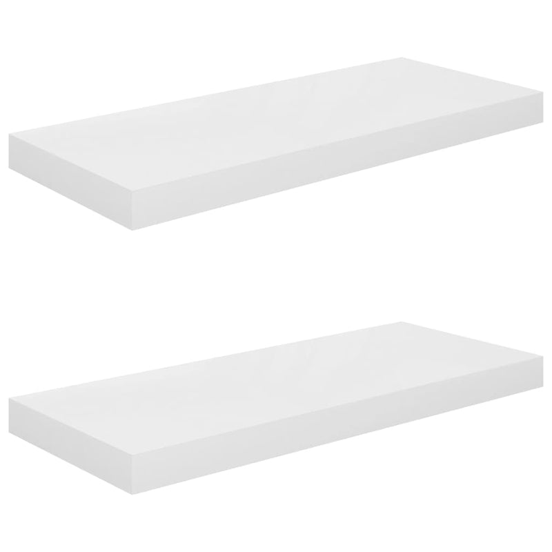 Floating Wall Shelves 2 pcs High Gloss White 23.6"x9.3"x1.5" MDF