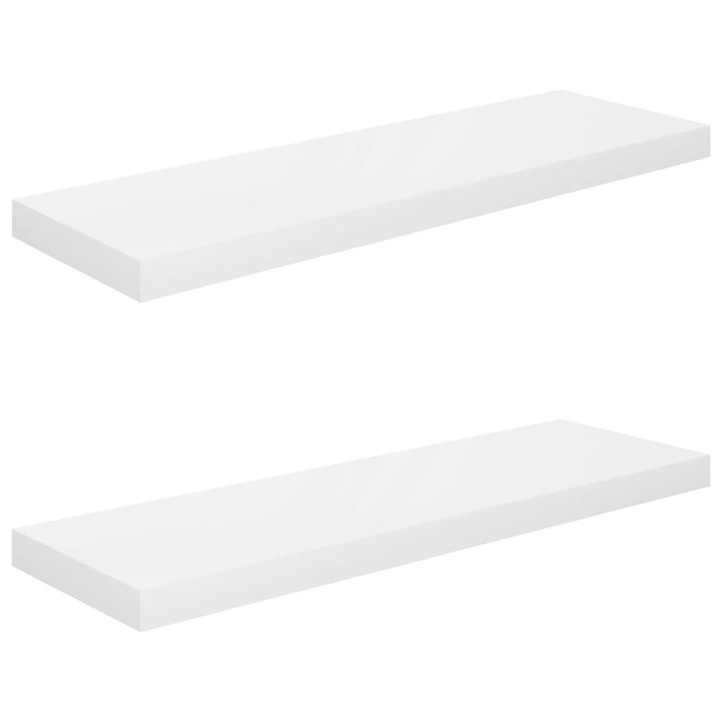Floating Wall Shelves 2 pcs High Gloss White 31.5"x9.3"x1.5" MDF