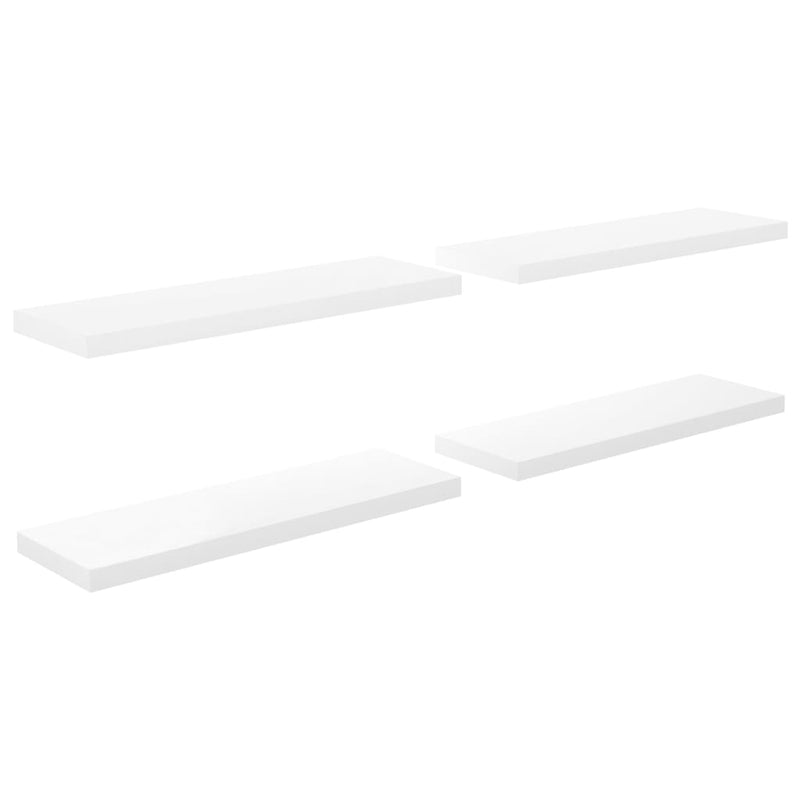 Floating Wall Shelves 4 pcs High Gloss White 31.5"x9.3"x1.5" MDF