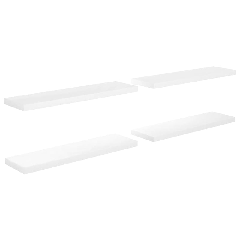 Floating Wall Shelves 4 pcs High Gloss White 35.4"x9.3"x1.5" MDF