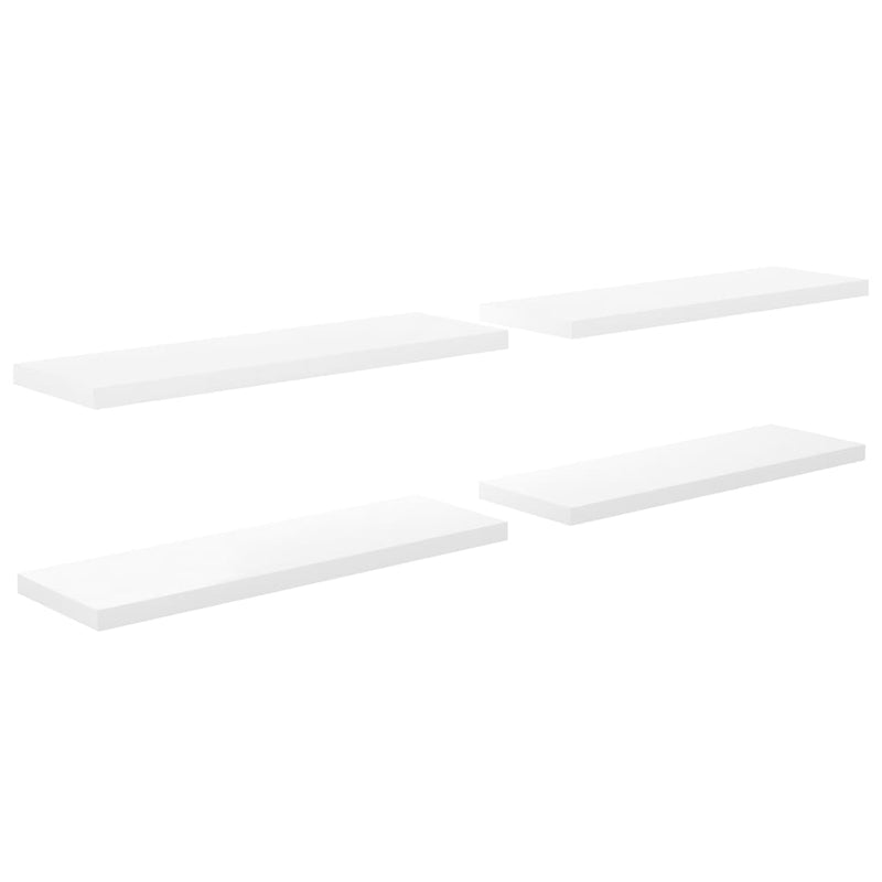 Floating Wall Shelves 4 pcs High Gloss White 47.2"x9.3"x1.5" MDF