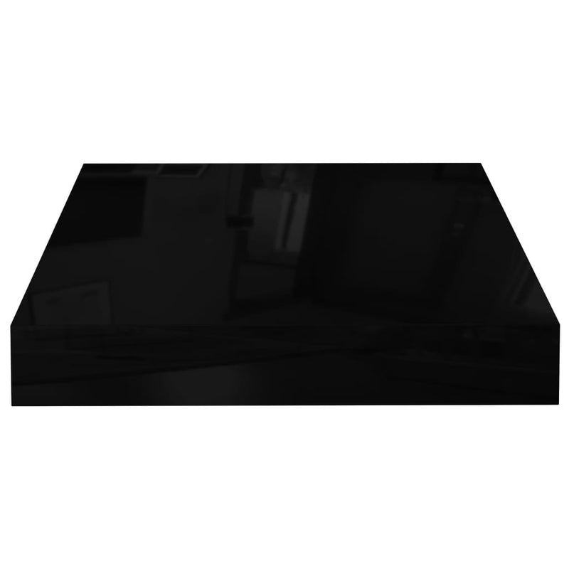 Floating Wall Shelf High Gloss Black 9.1"x9.3"x1.5" MDF