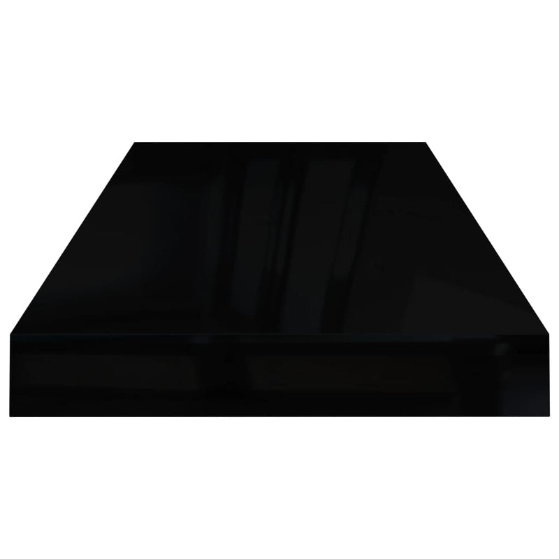 Floating Wall Shelf High Gloss Black 23.6"x9.3"x1.5" MDF