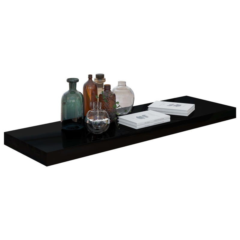 Floating Wall Shelf High Gloss Black 31.5"x9.3"x1.5" MDF