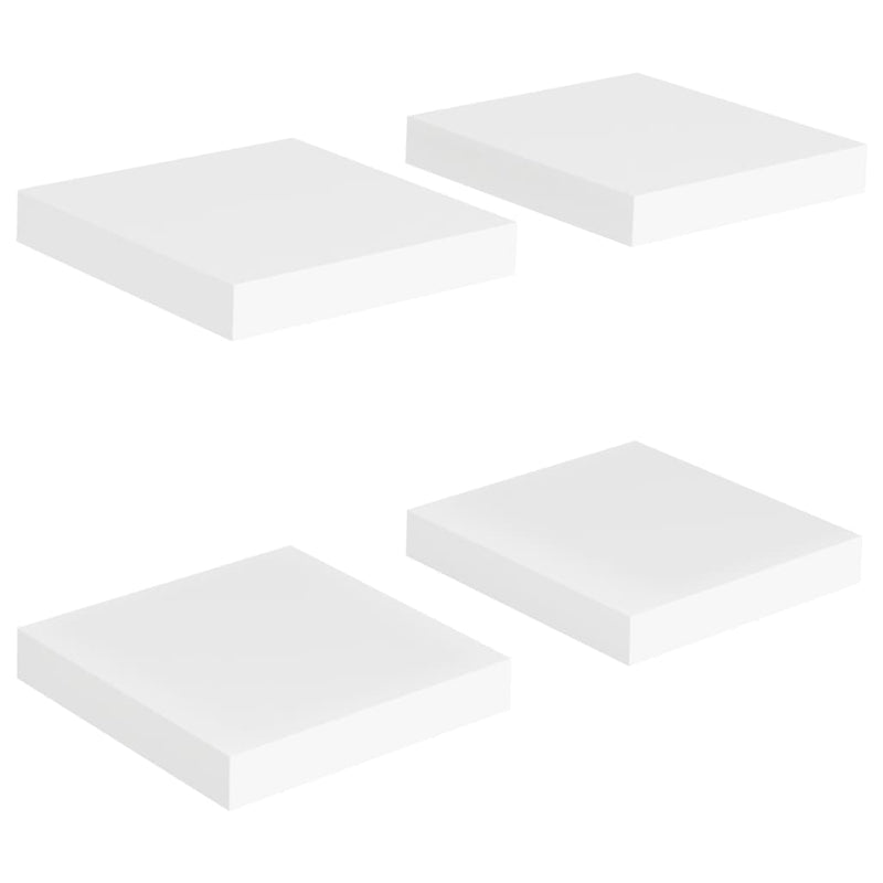 Floating Wall Shelves 4 pcs White 9.1"x9.3"x1.5" MDF
