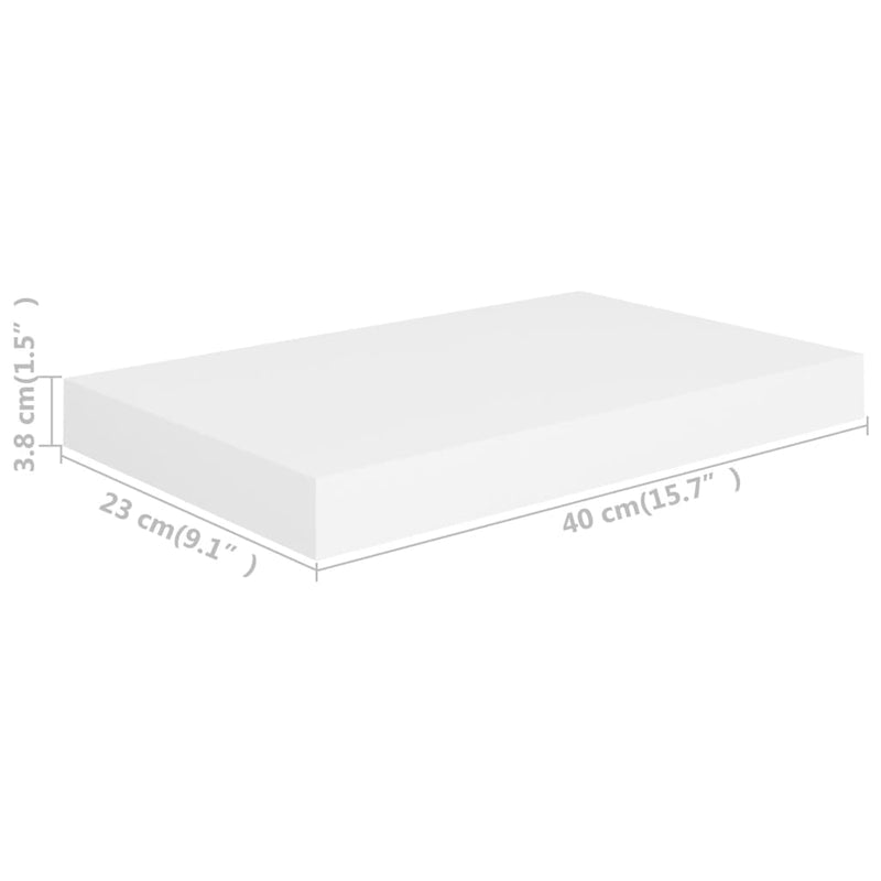 Floating Wall Shelf White 15.7"x9.1"x1.5" MDF