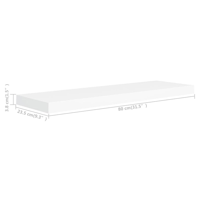 Floating Wall Shelf White 31.5"x9.3"x1.5" MDF