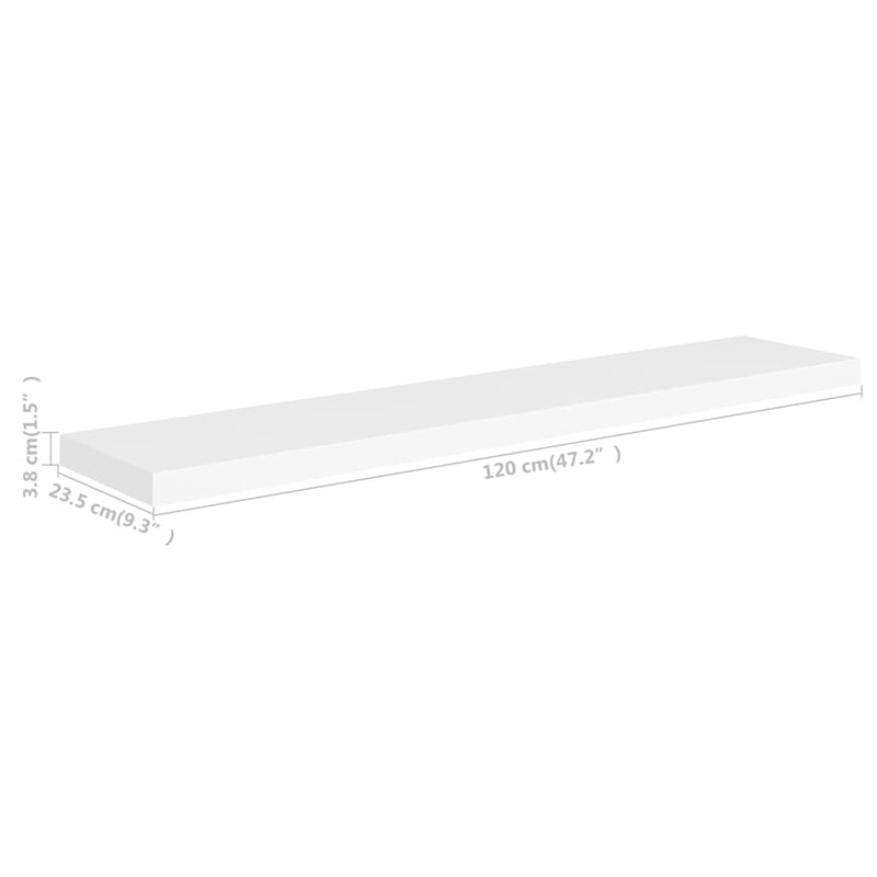 Floating Wall Shelf White 47.2"x9.3"x1.5" MDF