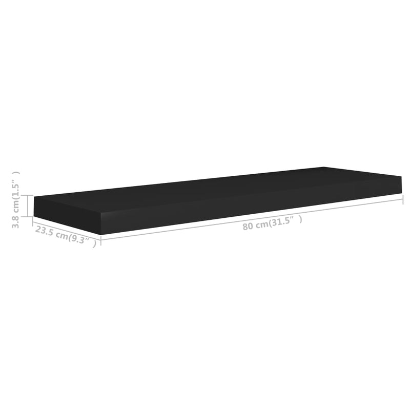 Floating Wall Shelf Black 31.5"x9.3"x1.5" MDF