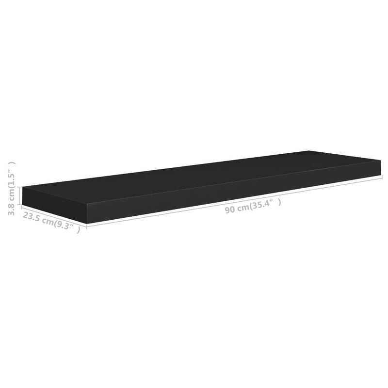Floating Wall Shelf Black 35.4"x9.3"x1.5" MDF