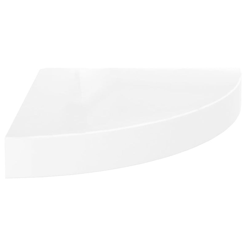 Floating Corner Shelf High Gloss White 9.8"x9.8"x1.5" MDF