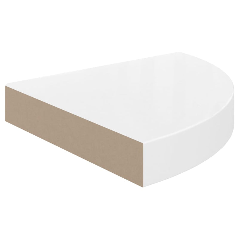 Floating Corner Shelf High Gloss White 9.8"x9.8"x1.5" MDF