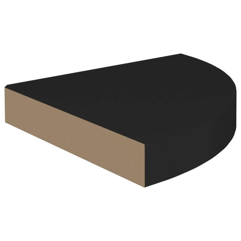 Floating Corner Shelf Black 9.8"x9.8"x1.5" MDF
