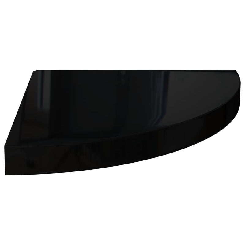 Floating Corner Shelf High Gloss Black 13.8"x13.8"x1.5" MDF