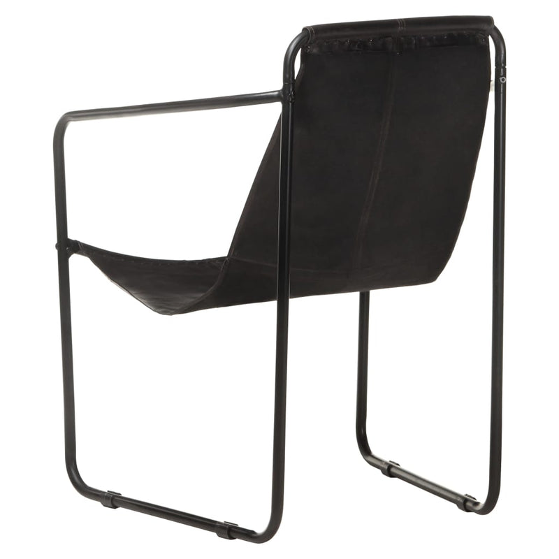 Relaxing Armchair Black Real Leather