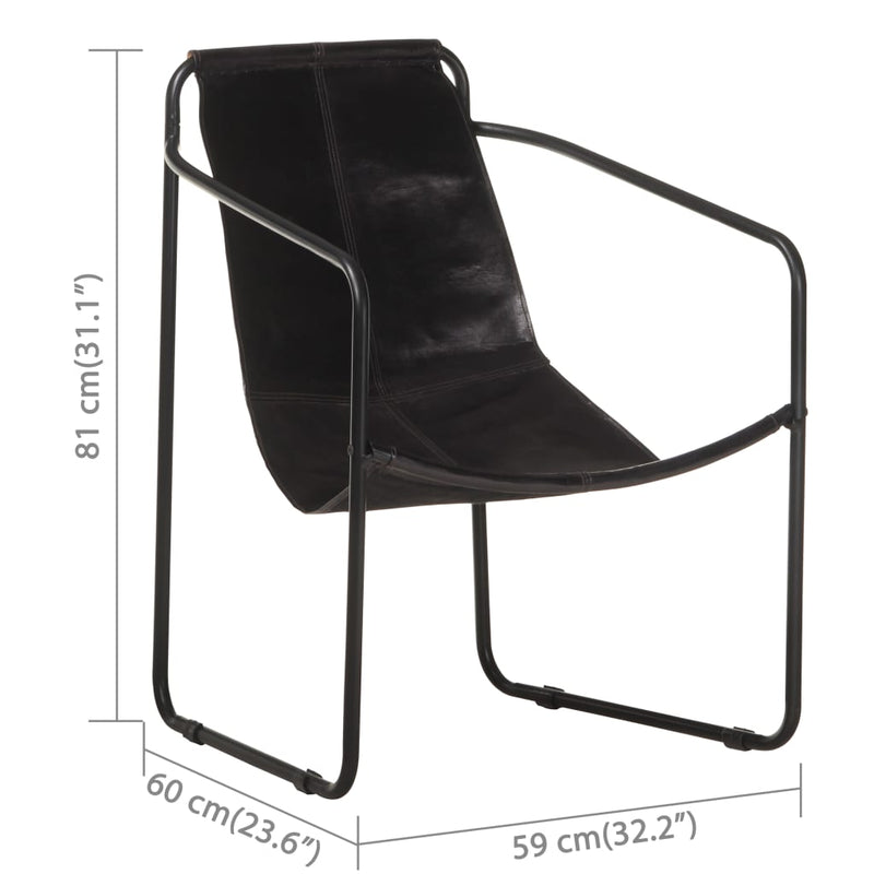 Relaxing Armchair Black Real Leather