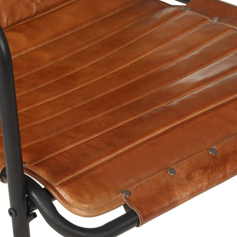 Relaxing Armchair with a Footrest Brown Real Leather