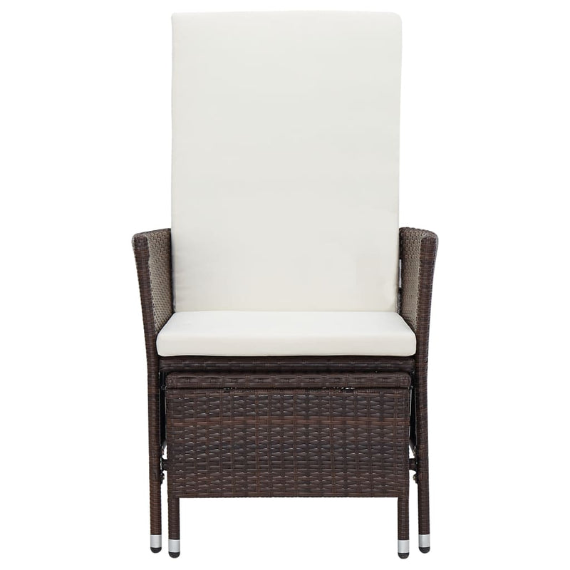 Reclining Patio Chair with Cushions Poly Rattan Brown