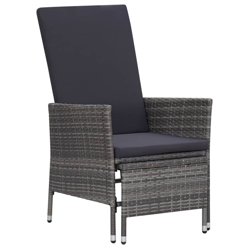 Reclining Patio Chair with Cushions Poly Rattan Gray