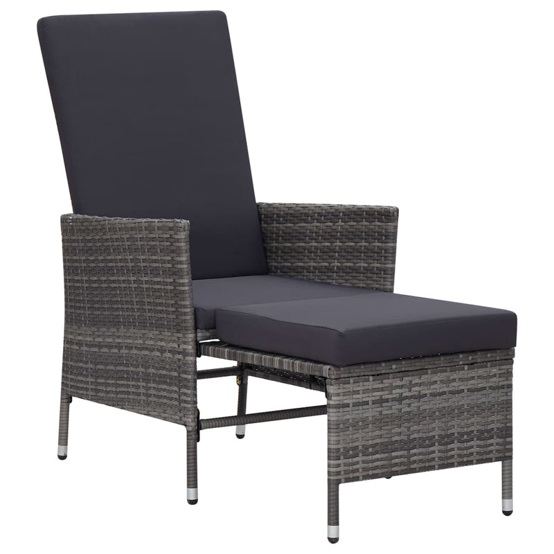 Reclining Patio Chair with Cushions Poly Rattan Gray
