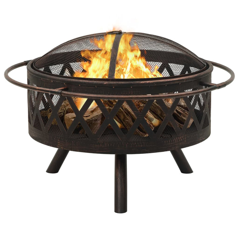 Rustic Fire Pit with Poker 29.9 XXL Steel"