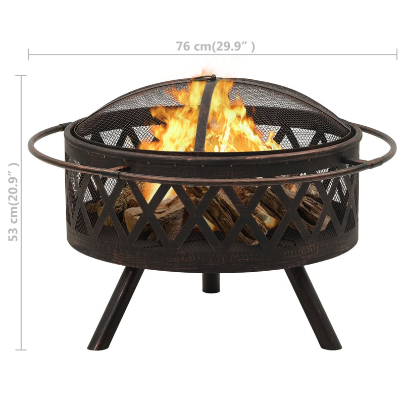 Rustic Fire Pit with Poker 29.9 XXL Steel"
