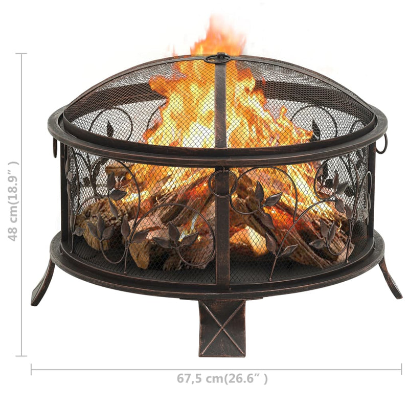 Rustic Fire Pit with Poker 26.6 XXL Steel"