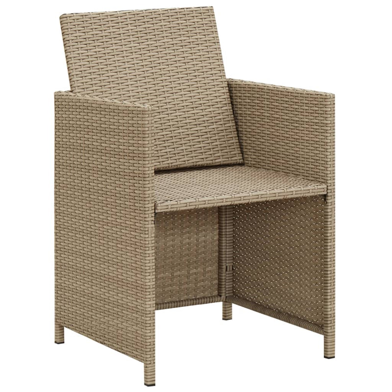 Patio Chairs with Cushions 2 pcs Poly Rattan Beige