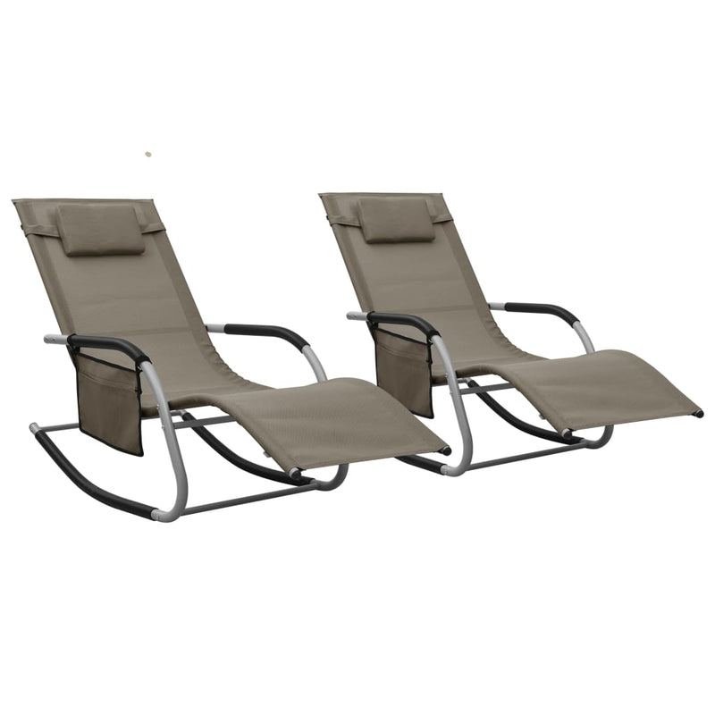Sun Loungers 2 pcs Textilene Taupe and Gray