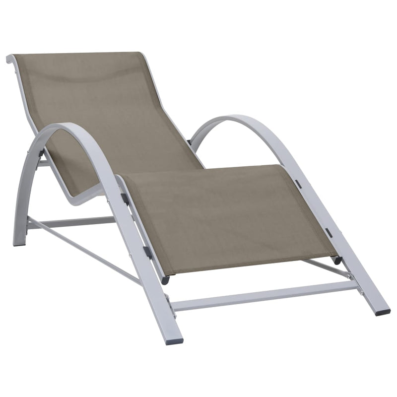 Sun Loungers 2 pcs with Table Aluminum Taupe