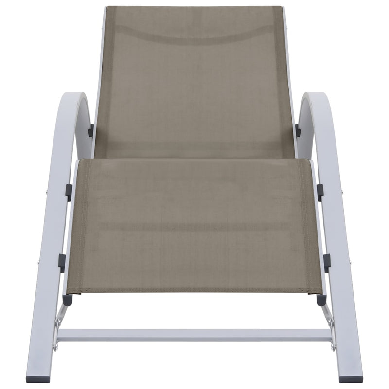 Sun Loungers 2 pcs with Table Aluminum Taupe